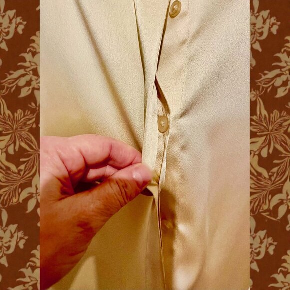 A New Day Satin Blouse – Champagne Cream, Hidden Button Placket, Size Medium - Picture 3 of 3